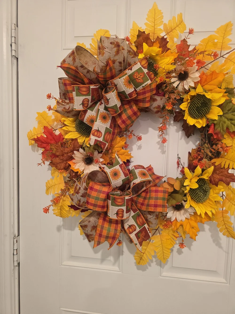 Autumn Sunflower & Leaf Holiday Wreath - Yellow Fall